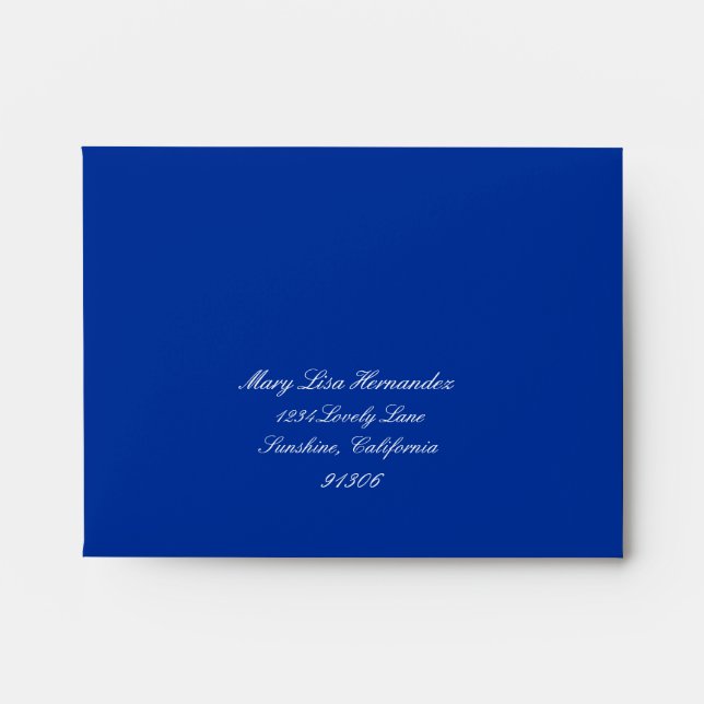 Blue Return Address Envelope for RSVP (Front)