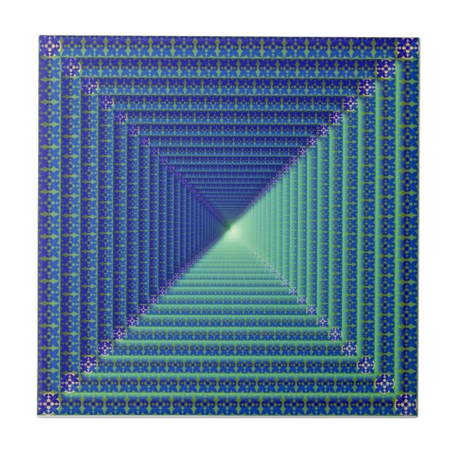 Blue Reverse Pyramid  Tile (Front)