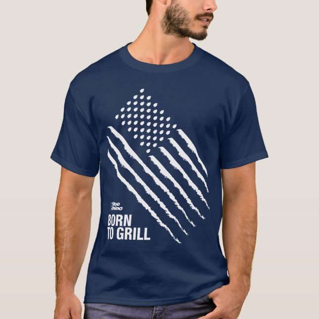 Blue Rhino "American Flag: Born to Grill" Men's T-Shirt (Front)