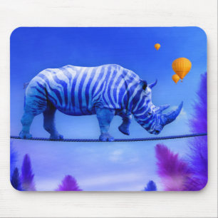 Blue Rhino walking on rope Mouse Pad