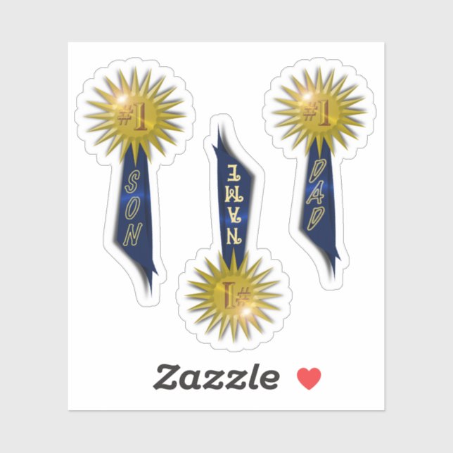 Blue Ribbon #1 Dad #1 Son Sticker (Sheet)