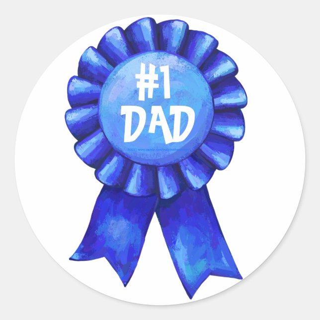 Blue Ribbon #1 Dad Stickers (Front)