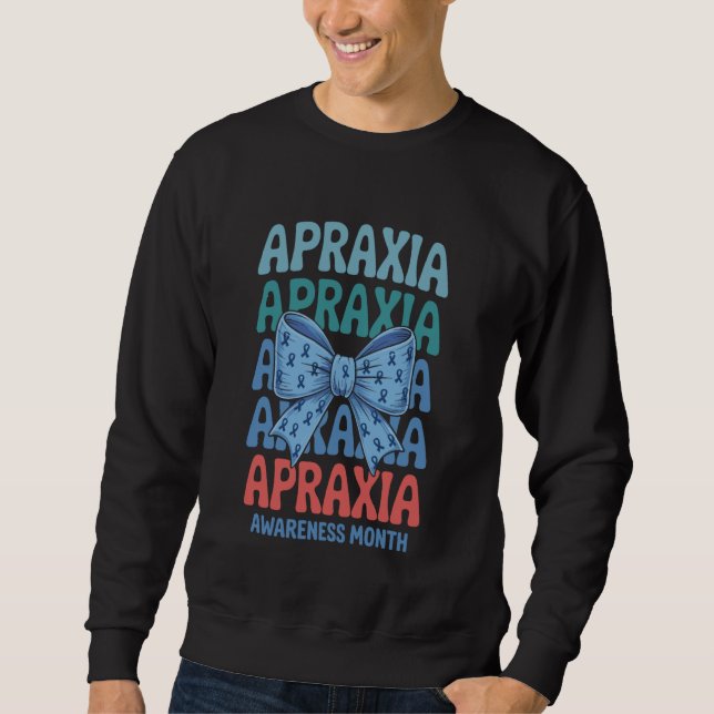 Blue Ribbon Apraxia Blue Bow Coquette Apraxia Awar Sweatshirt (Front)