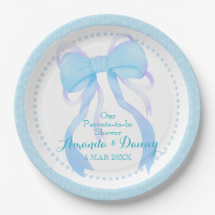 Blue Ribbon Baby Boy Shower Paper Plate