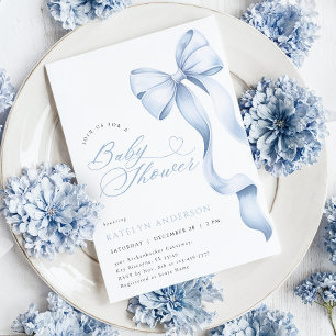 Blue Ribbon Baby Shower Invitation