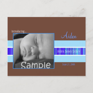 Blue Ribbon Birth Announcement Postcard