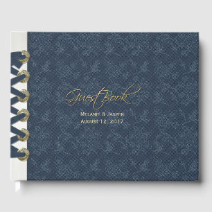Blue Ribbon Bound Look Custom Wedding Guest Book