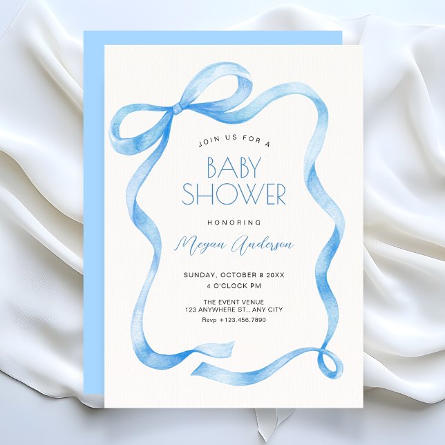 Blue ribbon bow invitation (Creator Uploaded)