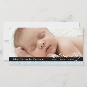 Blue Ribbon Boy Baby Birth Announcement Photocard