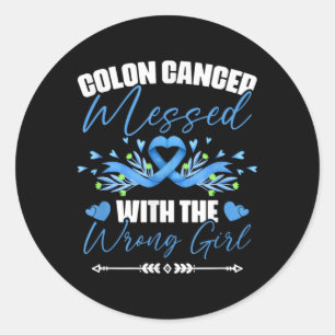 Blue Ribbon Colon Cancer Girl Survivor Colorectal Classic Round Sticker