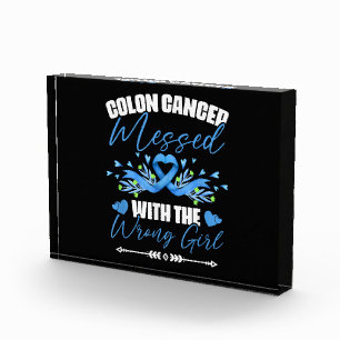 Blue Ribbon Colon Cancer Girl Survivor Photo Block