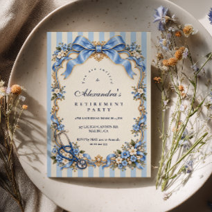 Blue Ribbon Coquette Nurse Retirement Party Invitation