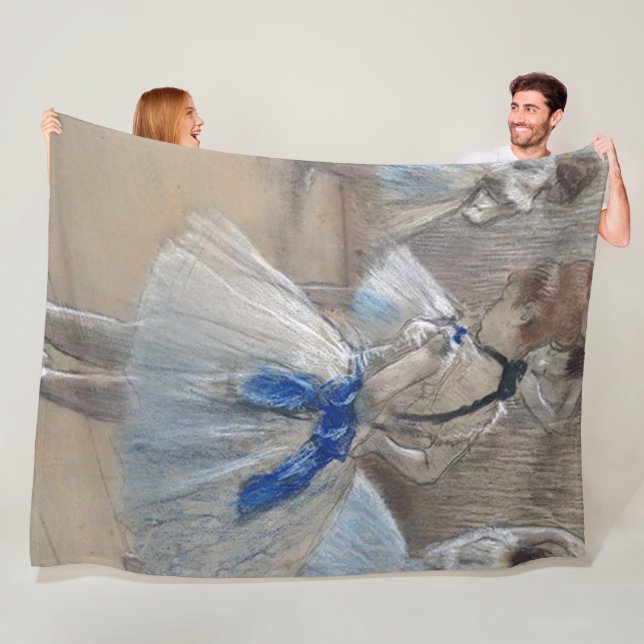 Blue Ribbon Dancer  Edgar Degas Fleece Blanket (In Situ)