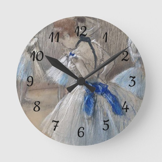 Blue Ribbon Dancer  Edgar Degas Round Clock (Front)