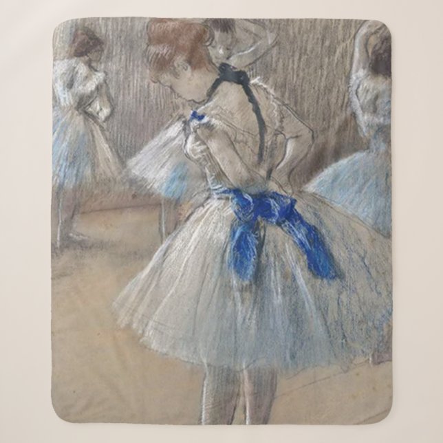Blue Ribbon Dancer  Edgar Degas Sherpa Blanket (Front)