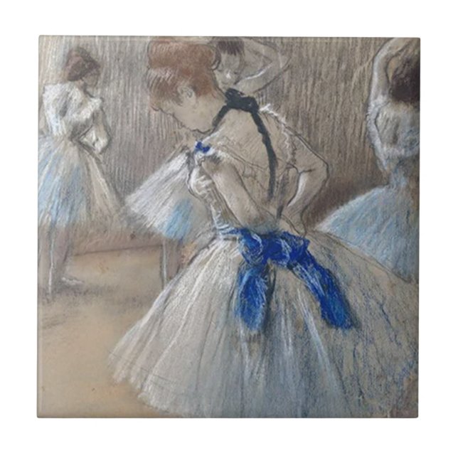 Blue Ribbon Dancer  Edgar Degas Tile (Front)