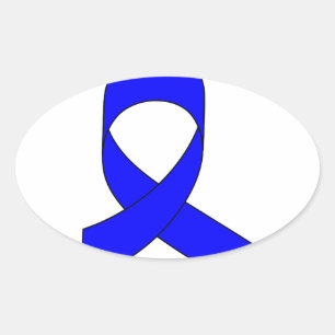 Blue Ribbon Drawing Oval Sticker