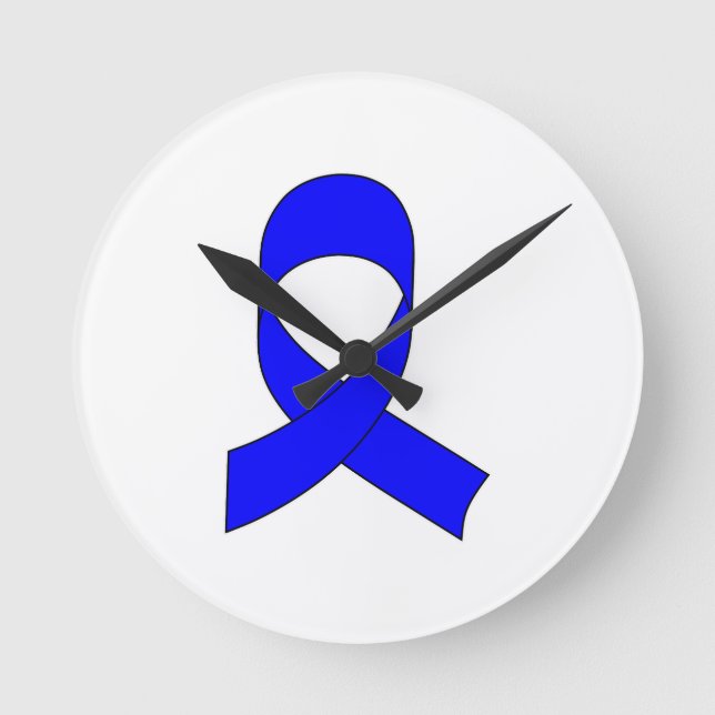 Blue Ribbon Drawing Round Clock (Front)