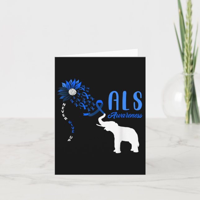 Blue Ribbon Elephant Als Warrior Support Als Aware Card (Front)
