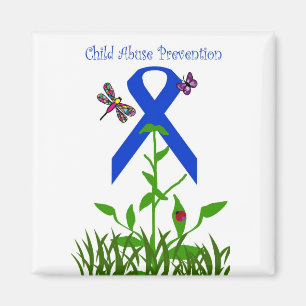 Blue ribbon flower Child Abuse Prevention magnet
