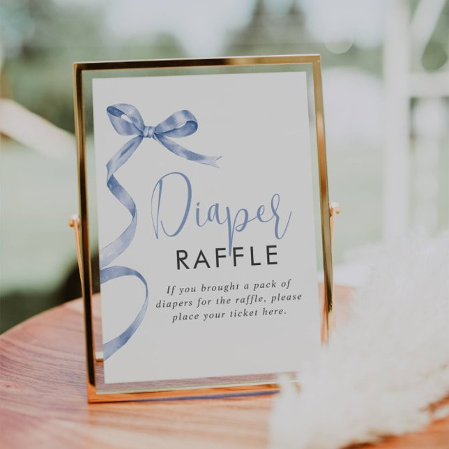 Blue Ribbon Girl Baby Shower Diaper Raffle Sign (Creator Uploaded)