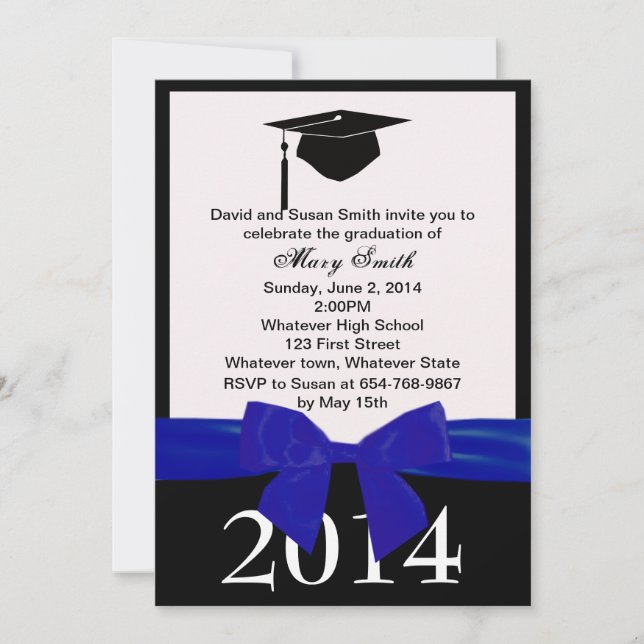 Blue Ribbon Graduation Invitation (Front)