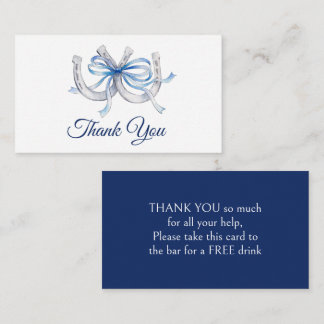 Blue ribbon Horseshoe Wedding Equestrian thank you Card