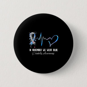 Blue Ribbon In November We Wear Blue For Diabetes 6 Cm Round Badge