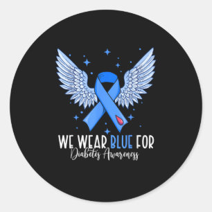 Blue Ribbon In November We Wear Blue For Diabetes  Classic Round Sticker