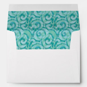 Blue Ribbon Monogram with Pattern Envelopes