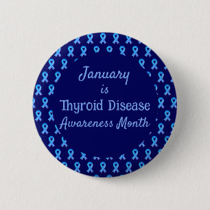 Blue Ribbon Paisley Thyroid Disease Button