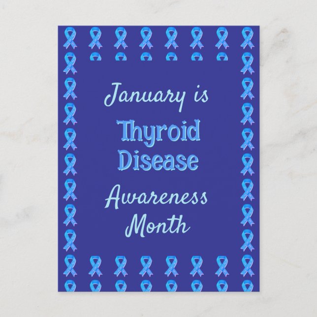 Blue Ribbon Paisley Thyroid Disease Postcard (Front)