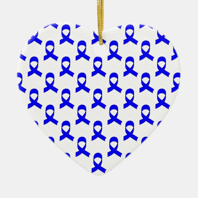 Blue Ribbon Pattern Ceramic Tree Decoration (Front)