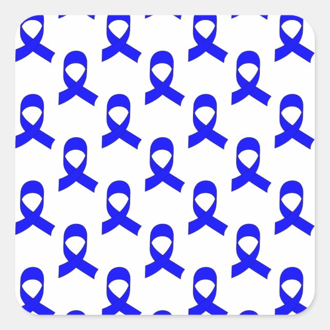 Blue Ribbon Pattern Square Sticker (Front)