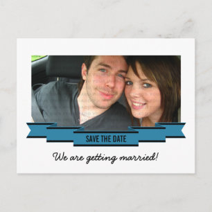 Blue Ribbon Photo Save the Date Postcard