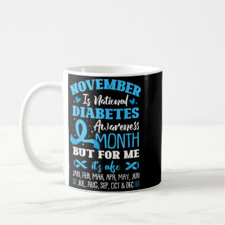 Blue Ribbon Rainbow Diabetes Awareness Design Coffee Mug