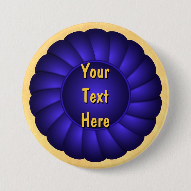 Blue Ribbon Rosette to Personalise 7.5 Cm Round Badge (Front)