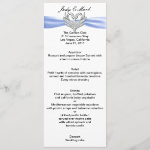 Blue Ribbon Silver Swans Menu Card