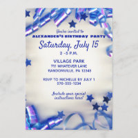 Blue Ribbon & Stars Confetti 14th Birthday Party