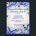 Blue Ribbon & Stars Confetti 16th Birthday Party Invitation<br><div class="desc">Celebrate his sixteenth birthday in style with these fun and festive birthday party invitations. These birthday party invites feature a silver number sixteen shaped helium balloons graphic and festive blue confetti. Easily personalise these 16th birthday invites with your name and party details using the fill in the blank template fields....</div>