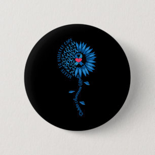 Blue Ribbon Sunflower November Diabetes Awareness 6 Cm Round Badge