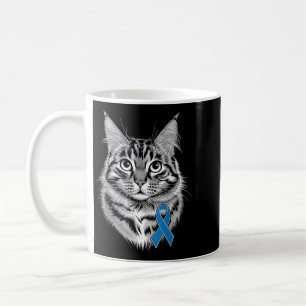 Blue Ribbon Support Diabetes Awareness Cat Coffee Mug