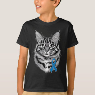 Blue Ribbon Support Diabetes Awareness Cat For Men T-Shirt