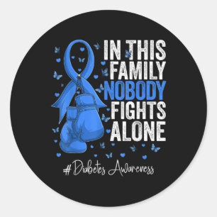 Blue Ribbon Survivor Fighter Diabetes Awareness _1 Classic Round Sticker