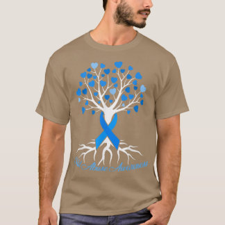 Blue Ribbon Tree Heart Child Abuse Prevention Mont T-Shirt
