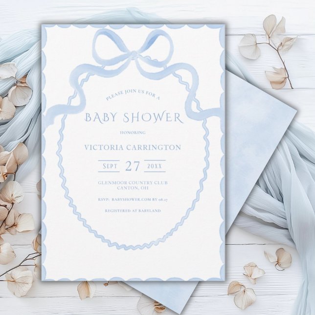 Blue Ribbon Vintage Baby Shower Invitation (Creator Uploaded)