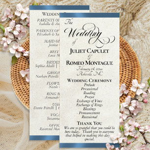 Blue Ribbon Wedding Program Programme