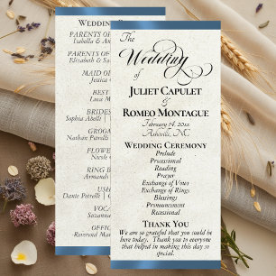 Blue Ribbon Wedding Program Programme