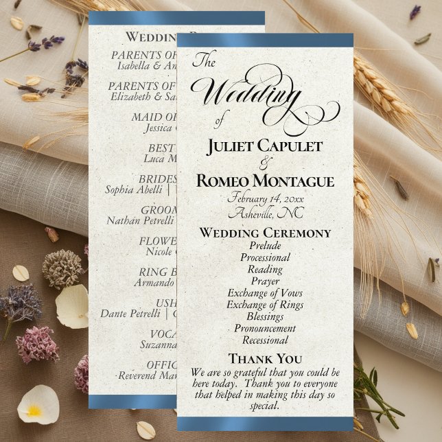 Blue Ribbon Wedding Program Programme (Creator Uploaded)