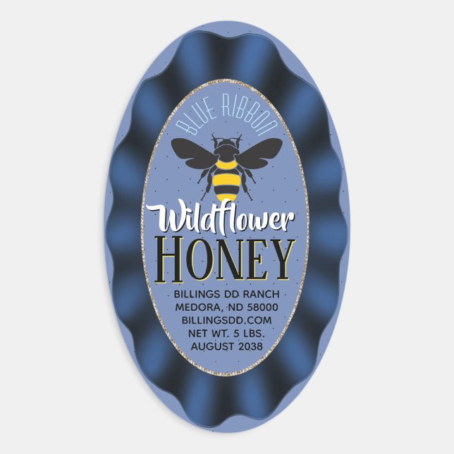 Blue Ribbon Wildflower Honey Oval Sticker (Creator Uploaded)